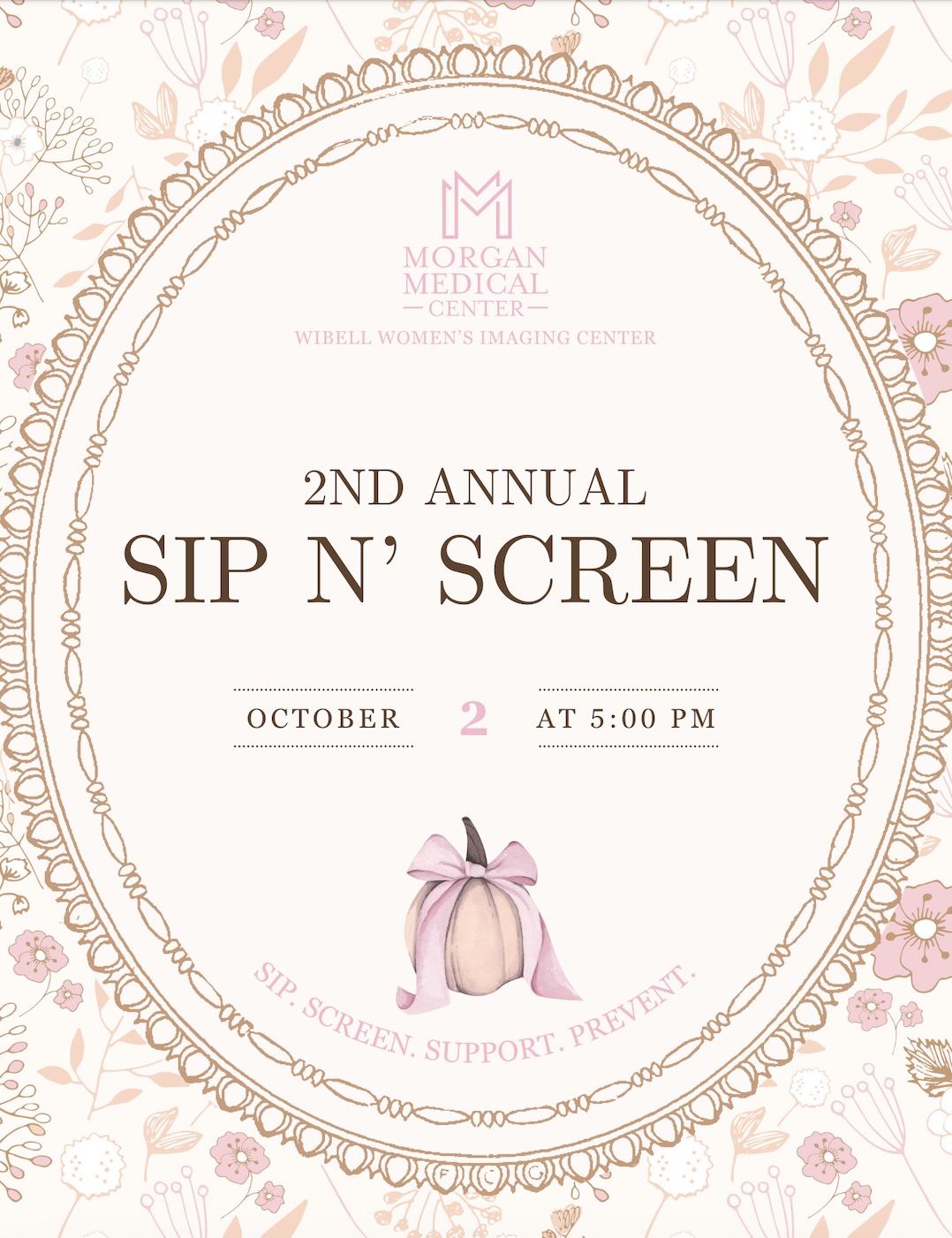 Morgan Medical Center Sip n' Screen event flyer