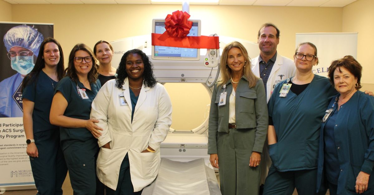 Ribbon cutting ceremony at Morgan Medical Center for the new Aurora SPECT/CT imaging system.